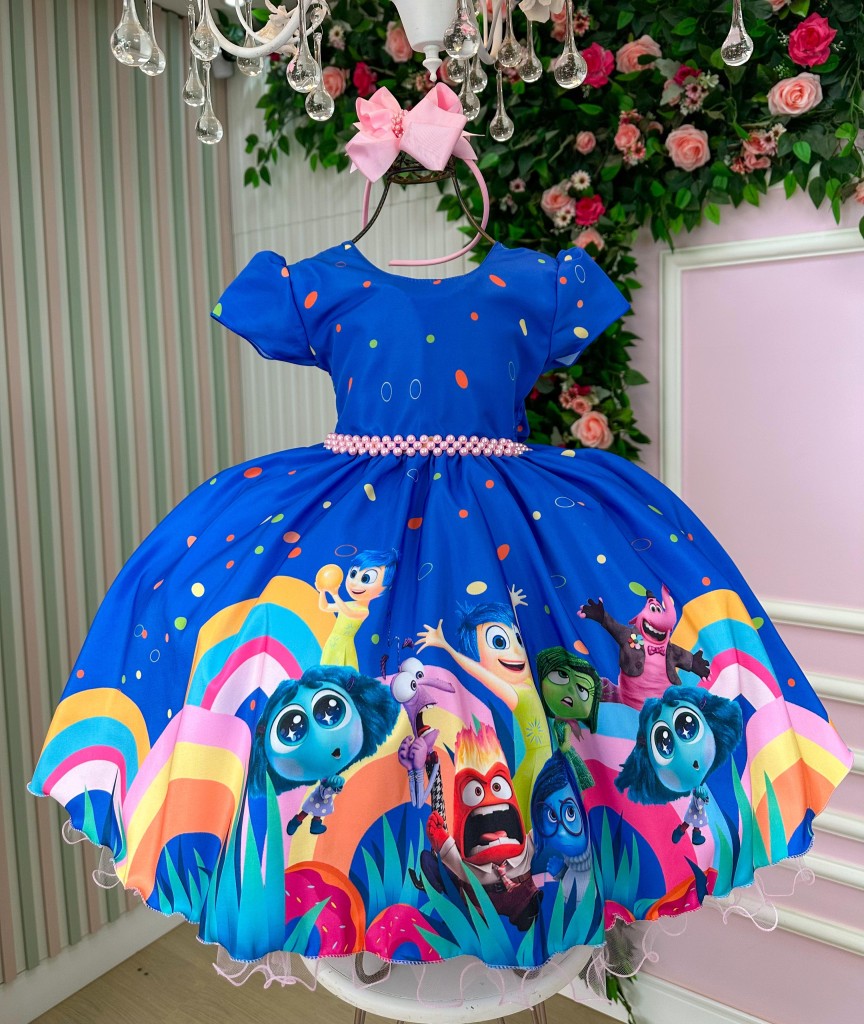 Vestido Tematicos Ysa Kids Divertidamente Azul - Leveza e Elegância para Meninas | Bebeloo Kids