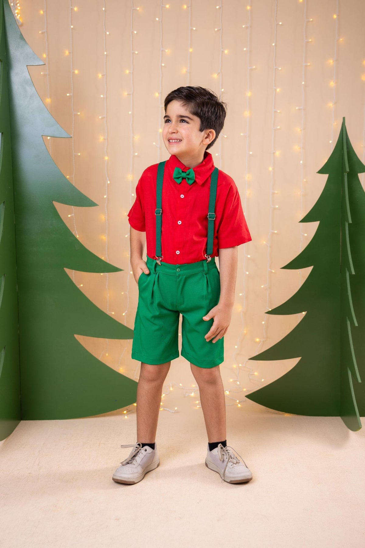 Conjunto Miss Cherry Henry Camisa Vermelha Suspensorio Verde - Estilo Delicado para o Dia a Dia | Bebeloo Kids