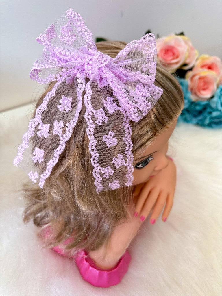 Laço Jessica Renda Lilas - Toque Delicado para Completar o Visual | Bebeloo Kids