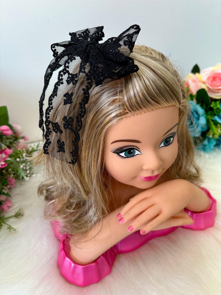 Laço Jessica Renda Preto - Toque Delicado para Completar o Visual | Bebeloo Kids