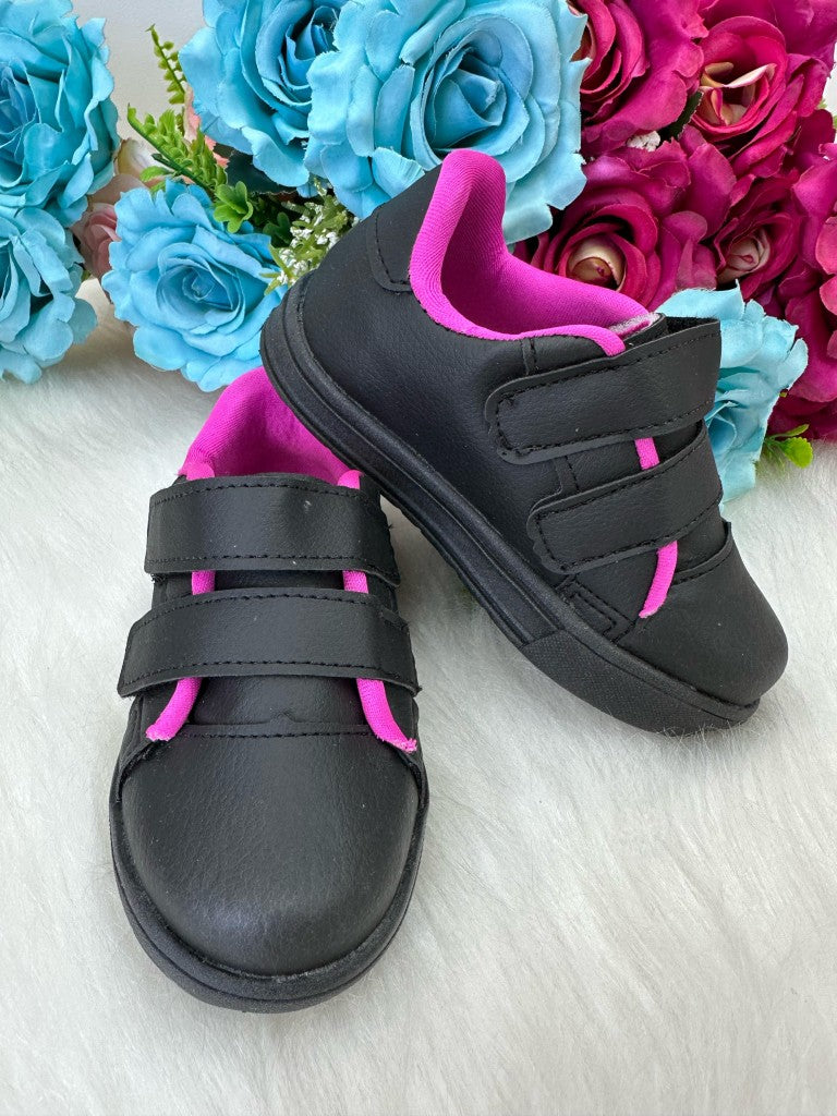 Tenis D Milan Vivi Preto Com Pink - Qualidade e Cuidado para os Pequenos | Bebeloo Kids