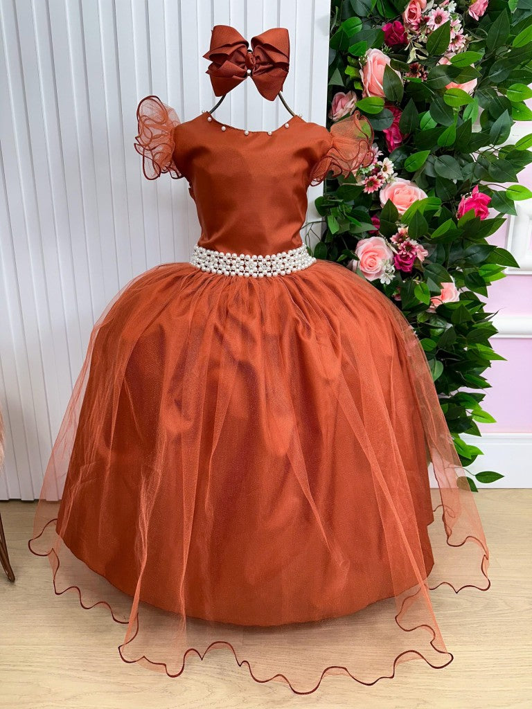 Vestido Marie Longo Amanda Terracota - Leveza e Elegância para Meninas | Bebeloo Kids
