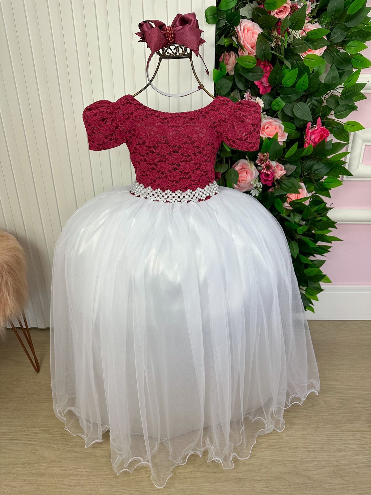 Vestido Enjoy Longo Mari Peito Marsala Saia Branca - Leveza e Elegância para Meninas | Bebeloo Kids
