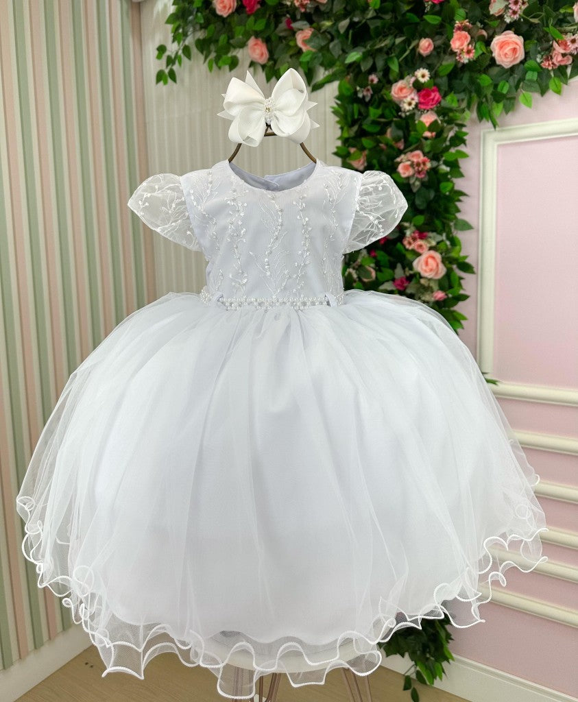Vestido Menina Bonita Cibele Branco - Leveza e Elegância para Meninas | Bebeloo Kids