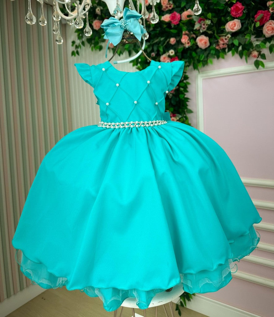 Vestido Ysa Kids Francine Verde Tiffany - Leveza e Elegância para Meninas | Bebeloo Kids