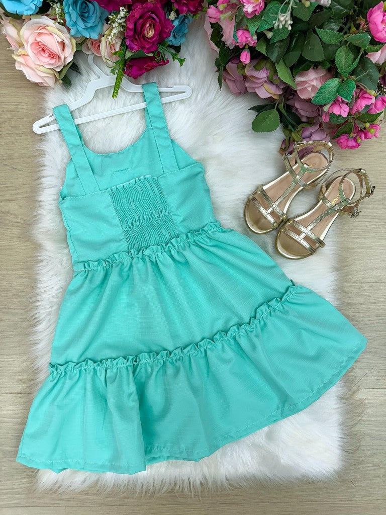Vestido Blogueirinha Lola Verde Tiffany - Leveza e Elegância para Meninas | Bebeloo Kids