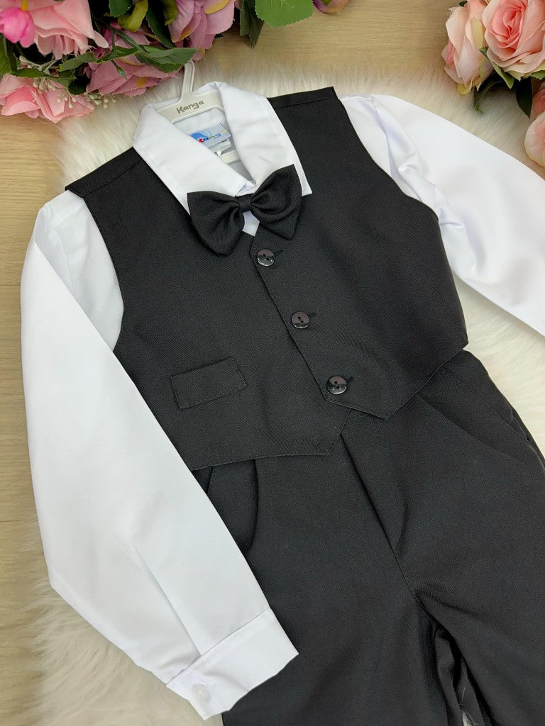 Conjunto Meninos Kanga Social Preto Colete - Estilo Delicado para o Dia a Dia | Bebeloo Kids