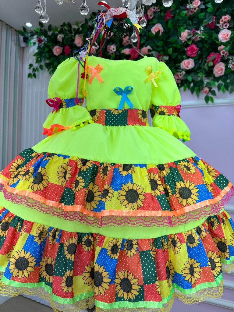 Vestido Junino Banana Club Luxo Roça Animada - Leveza e Elegância para Meninas | Bebeloo Kids
