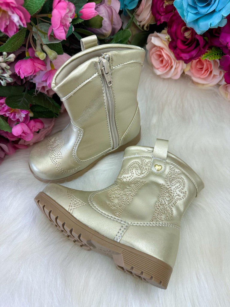 Bota/ Coturno Flor Di Mila Boiadeira Texana Liz Dourado - Qualidade e Cuidado para os Pequenos | Bebeloo Kids