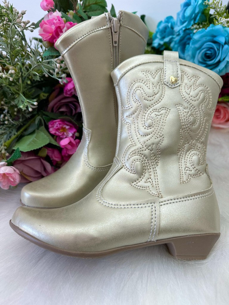 Bota/ Coturno Flor Di Mila Boiadeira Texana Maria Dourado - Qualidade e Cuidado para os Pequenos | Bebeloo Kids