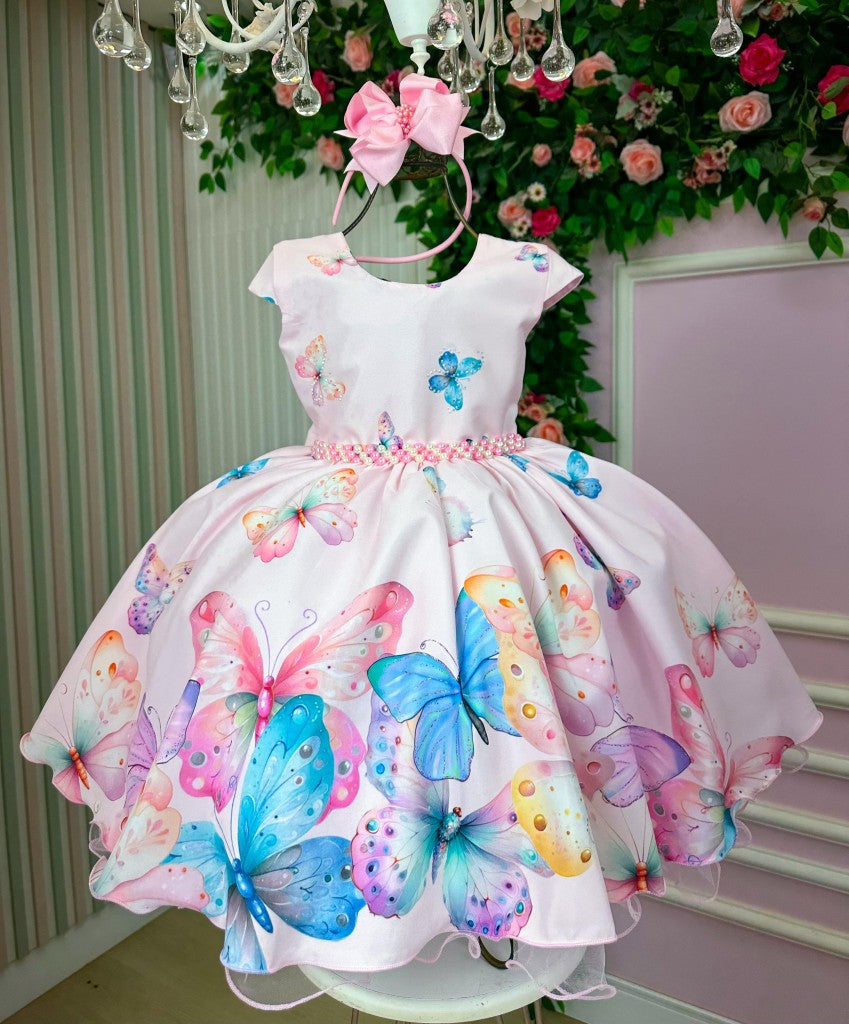 Vestido Giovanella/Giovanela Jardim das Borboletas Rosa Patricia - Leveza e Elegância para Meninas | Bebeloo Kids
