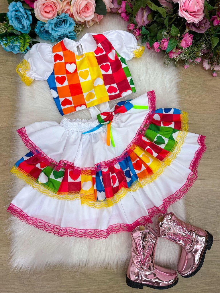 Conjunto Junino Banana Club Luxo Noiva/Noivinha Branco - Estilo Delicado para o Dia a Dia | Bebeloo Kids