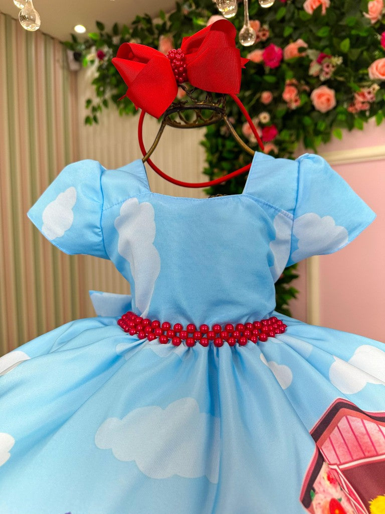 Vestido Infantil Temáticos da Gigi Galinha Pintadinha Azul Modelo 2 - Leveza e Elegância para Meninas | Bebeloo Kids