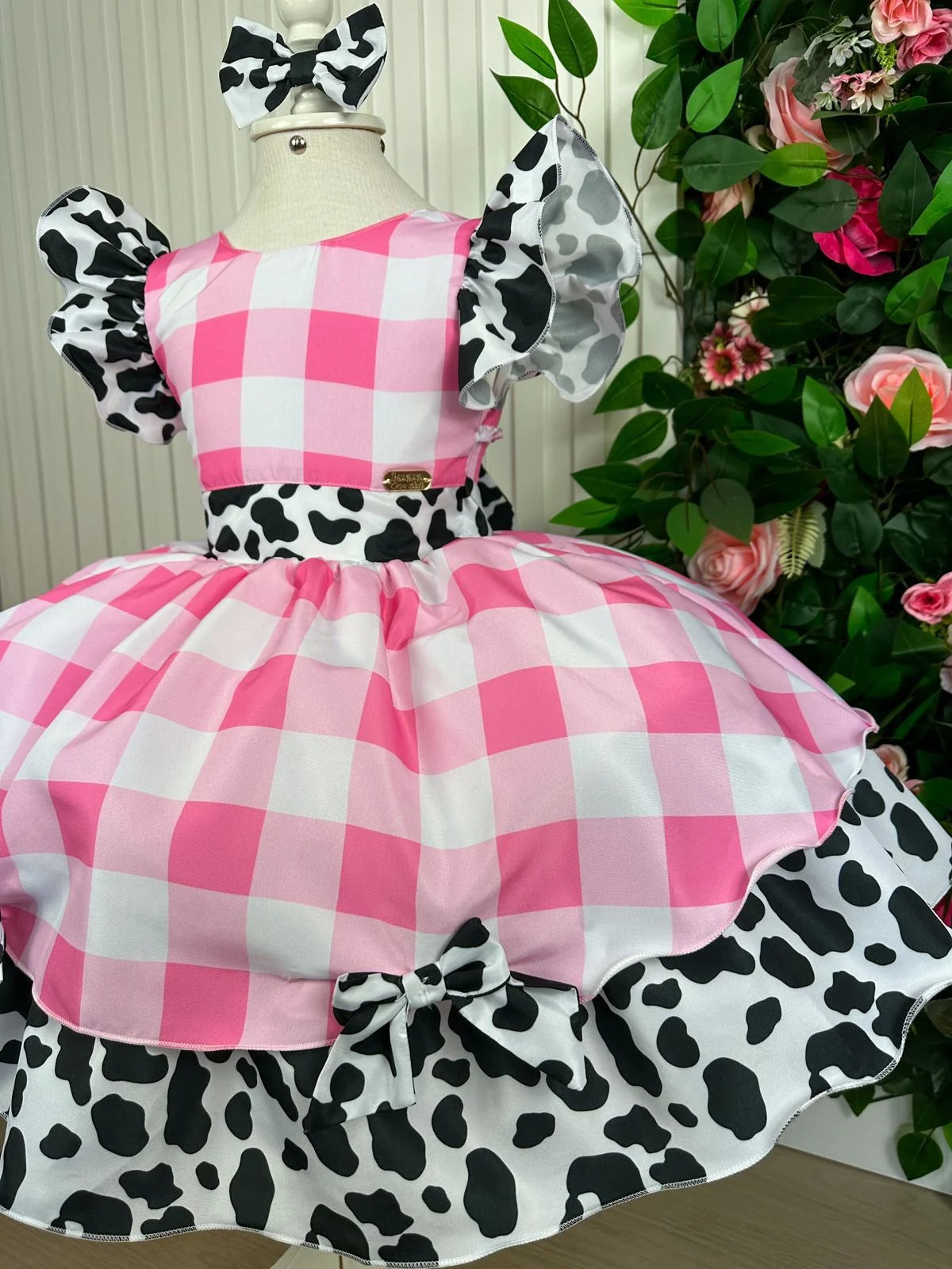 Vestido Tematicos Kids Fazendinha Rosa Vaquinha - Leveza e Elegância para Meninas | Bebeloo Kids