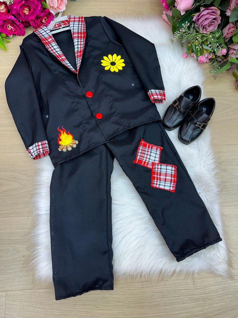 Conjunto Junino Príncipe Seu Manoel Terno Preto - Estilo Delicado para o Dia a Dia | Bebeloo Kids