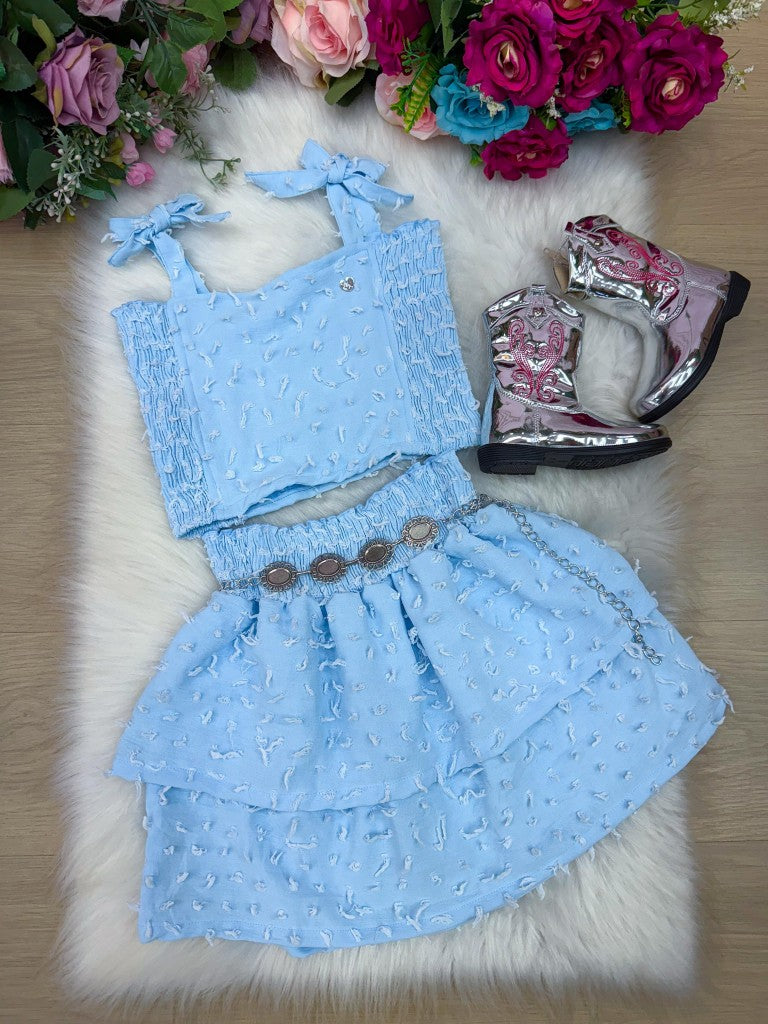 Conjunto Blogueirinha Clarissa Azul Bebe - Estilo Delicado para o Dia a Dia | Bebeloo Kids