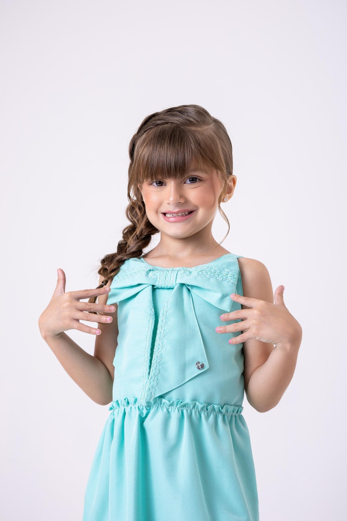 Vestido Blogueirinha Lola Verde Tiffany - Leveza e Elegância para Meninas | Bebeloo Kids