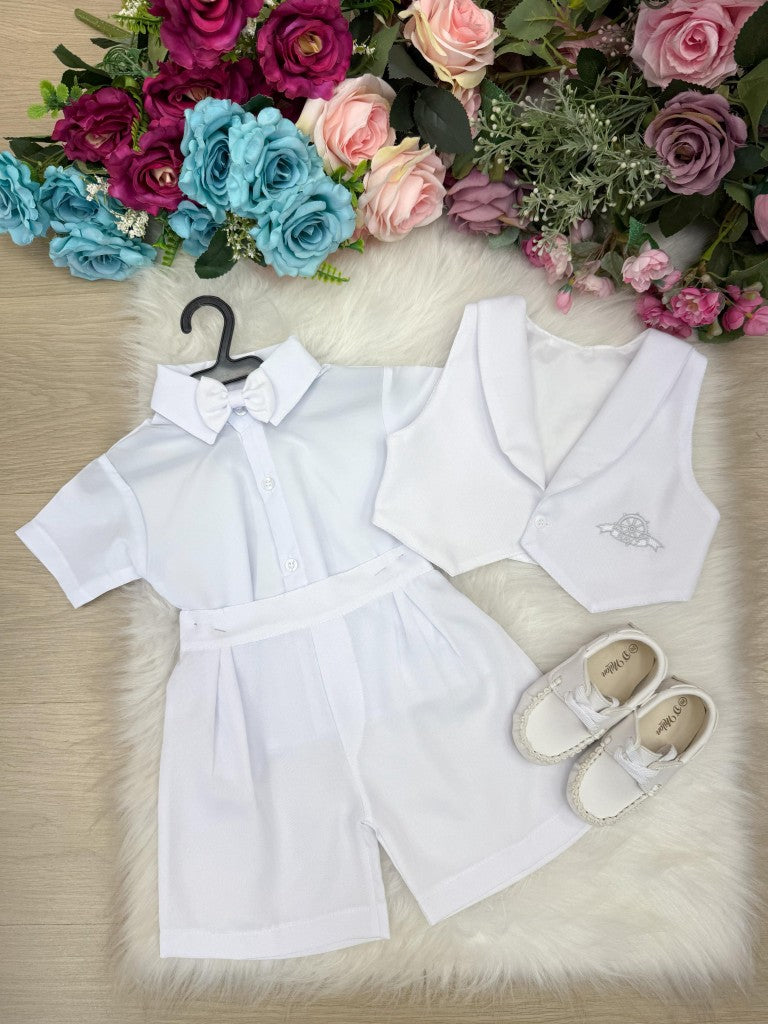 Conjunto Miss Cherry Meninos Bebe Felipe Shorts Branco - Estilo Delicado para o Dia a Dia | Bebeloo Kids