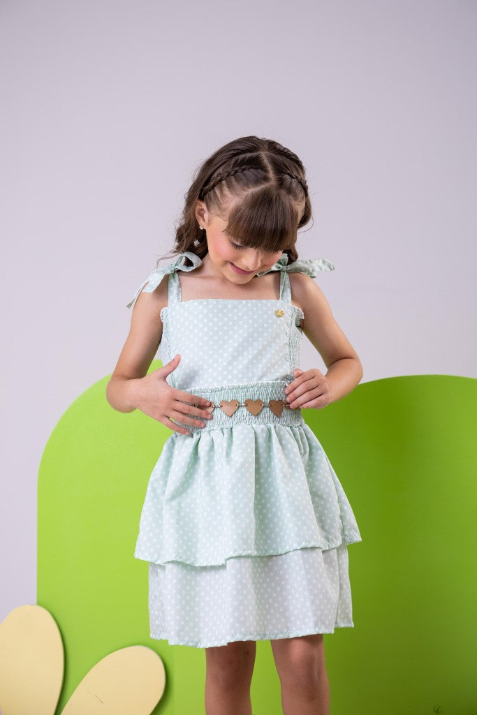 Vestido Blogueirinha Hermione Verde - Leveza e Elegância para Meninas | Bebeloo Kids