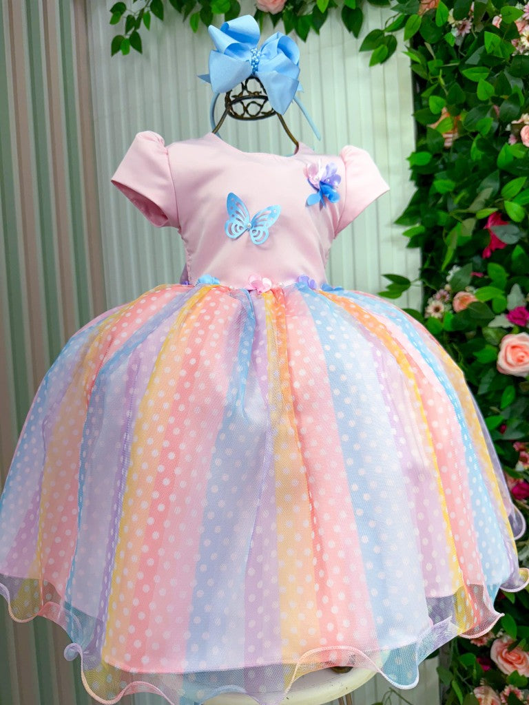 Vestido Vila Lele Ana Clara Rosa Saia Colorida - Leveza e Elegância para Meninas | Bebeloo Kids