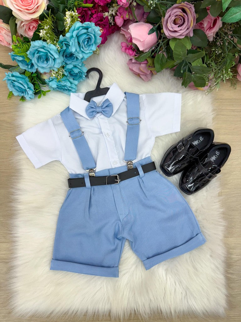 Conjunto Miss Cherry Meninos Social Shorts Ravi Azul Claro - Estilo Delicado para o Dia a Dia | Bebeloo Kids