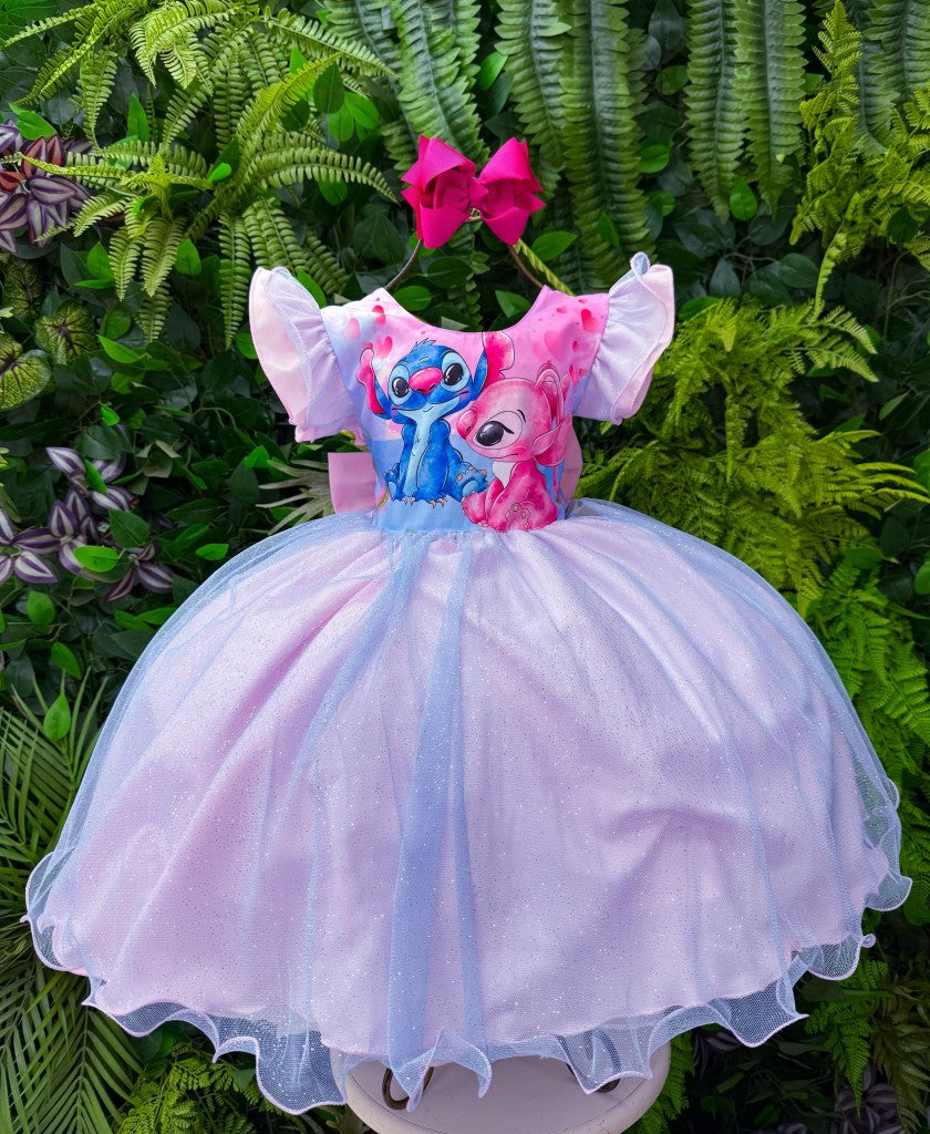 Vestido Tematicos Ysa Kids Lilo Stitch Rosa Bebe com Led - Leveza e Elegância para Meninas | Bebeloo Kids