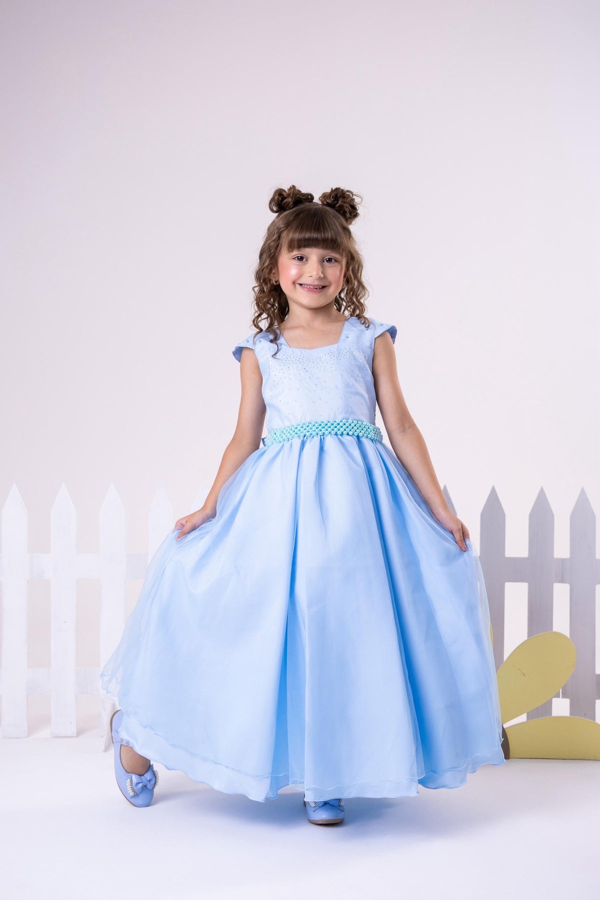 Vestido Giovanella/Giovanela Longo Valentina Azul Bebe - Leveza e Elegância para Meninas | Bebeloo Kids