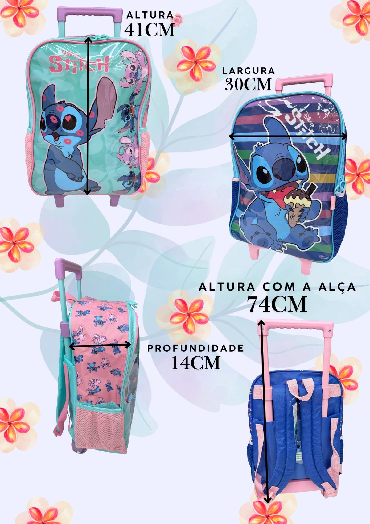 Mochila Rodinha Stitch e Angel - Praticidade e Charme para o Dia a Dia | Bebeloo Kids