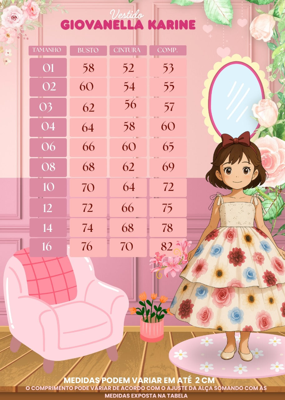Vestido Giovanella Karine Off Florido Vermelho - Leveza e Elegância para Meninas | Bebeloo Kids