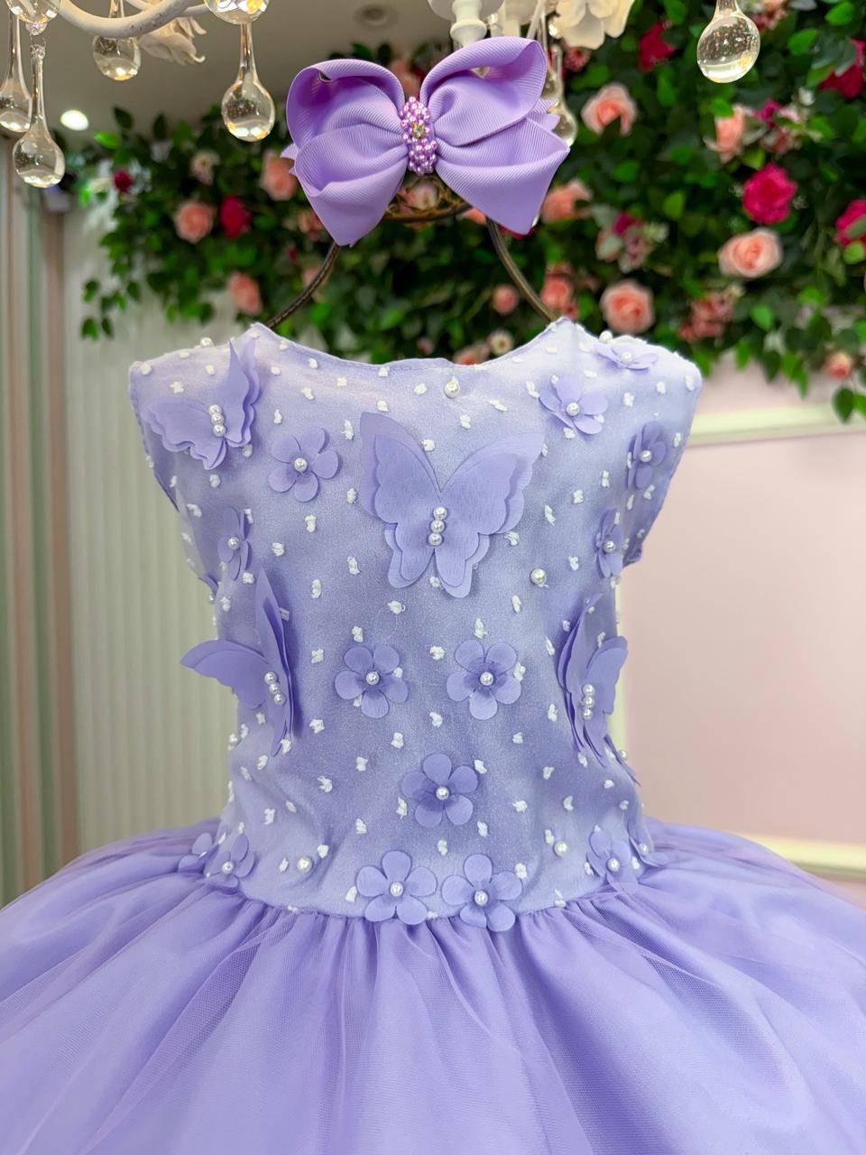 Vestido Marie Jardim das Borboletas Lilas Viviane - Leveza e Elegância para Meninas | Bebeloo Kids