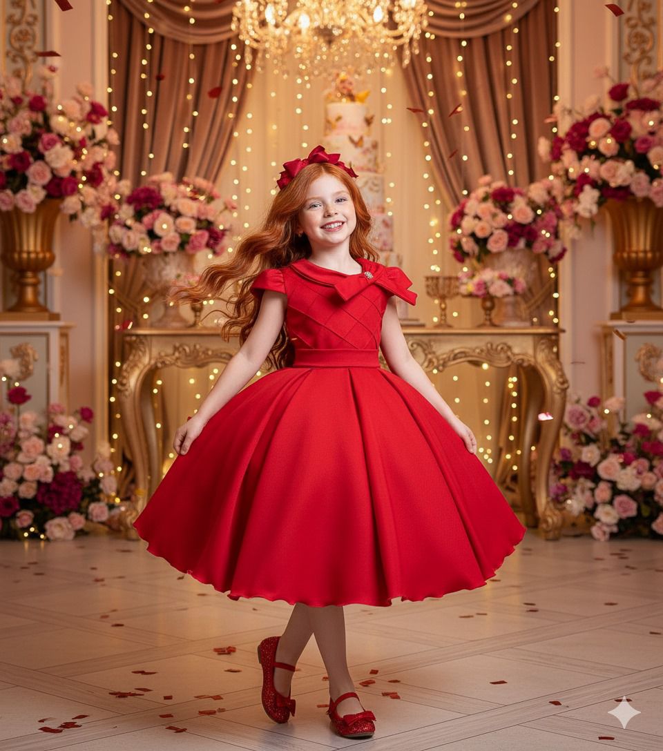 Vestido Bella Child Ravena Vermelho - Leveza e Elegância para Meninas | Bebeloo Kids