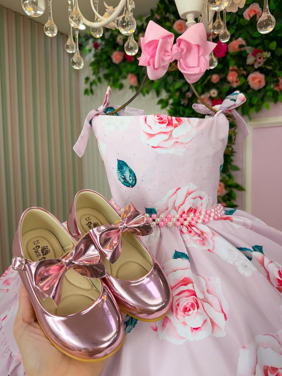 Vestido Giovanella Karine Florido Rosa - Leveza e Elegância para Meninas | Bebeloo Kids