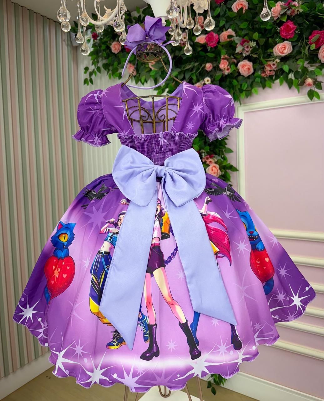 Vestido Tematicos Luxo Guerreiras do K-Pop - Leveza e Elegância para Meninas | Bebeloo Kids