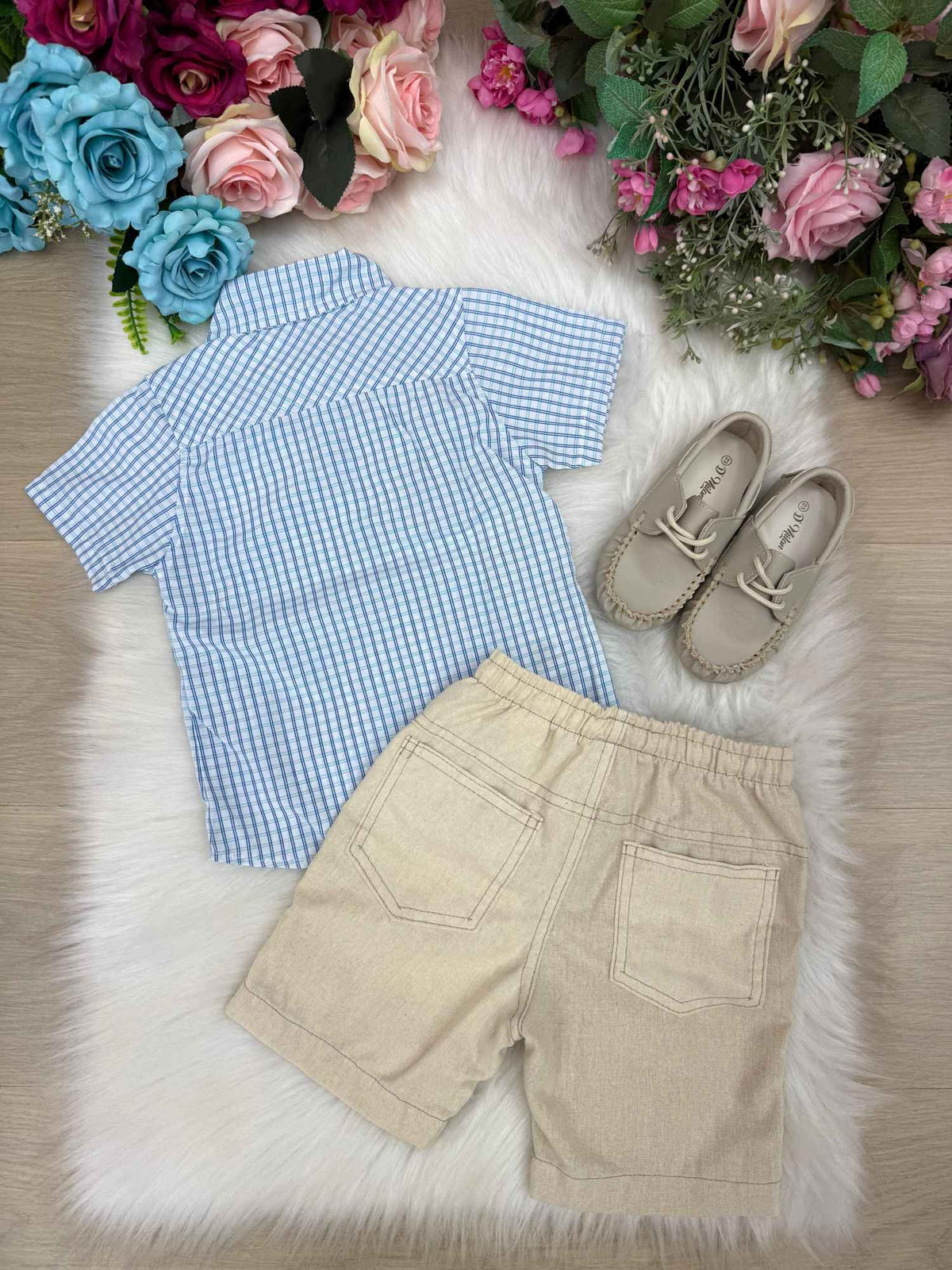 Conjunto Meninos Lucas Banana Club Shorts Camisa Azul Listrada - Estilo Delicado para o Dia a Dia | Bebeloo Kids