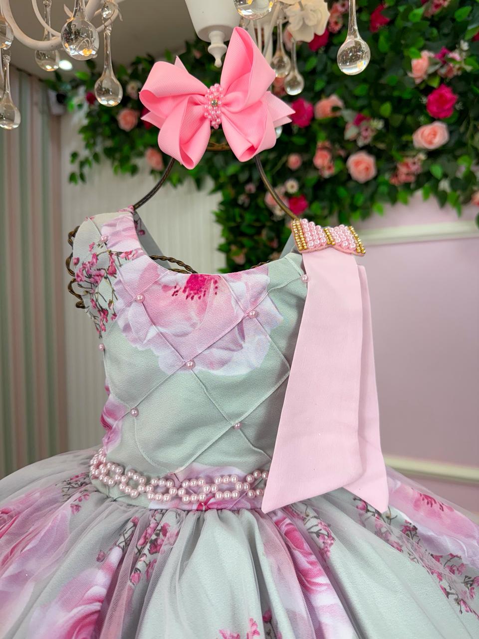 Vestido Bella Child Celina Florido Verde Claro - Leveza e Elegância para Meninas | Bebeloo Kids