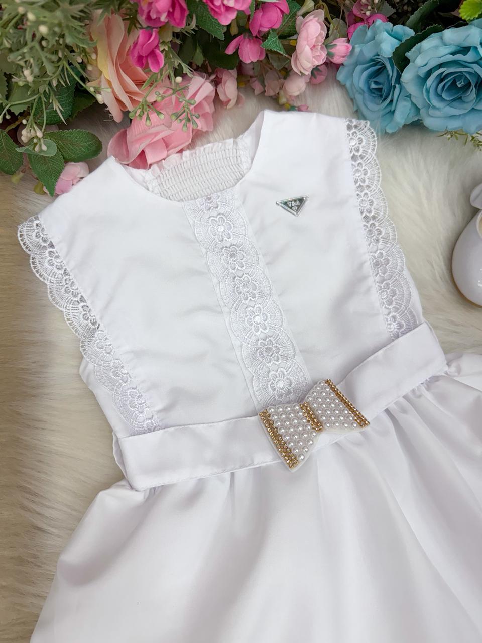 Vestido Blogueirinha Valeria Branco - Leveza e Elegância para Meninas | Bebeloo Kids