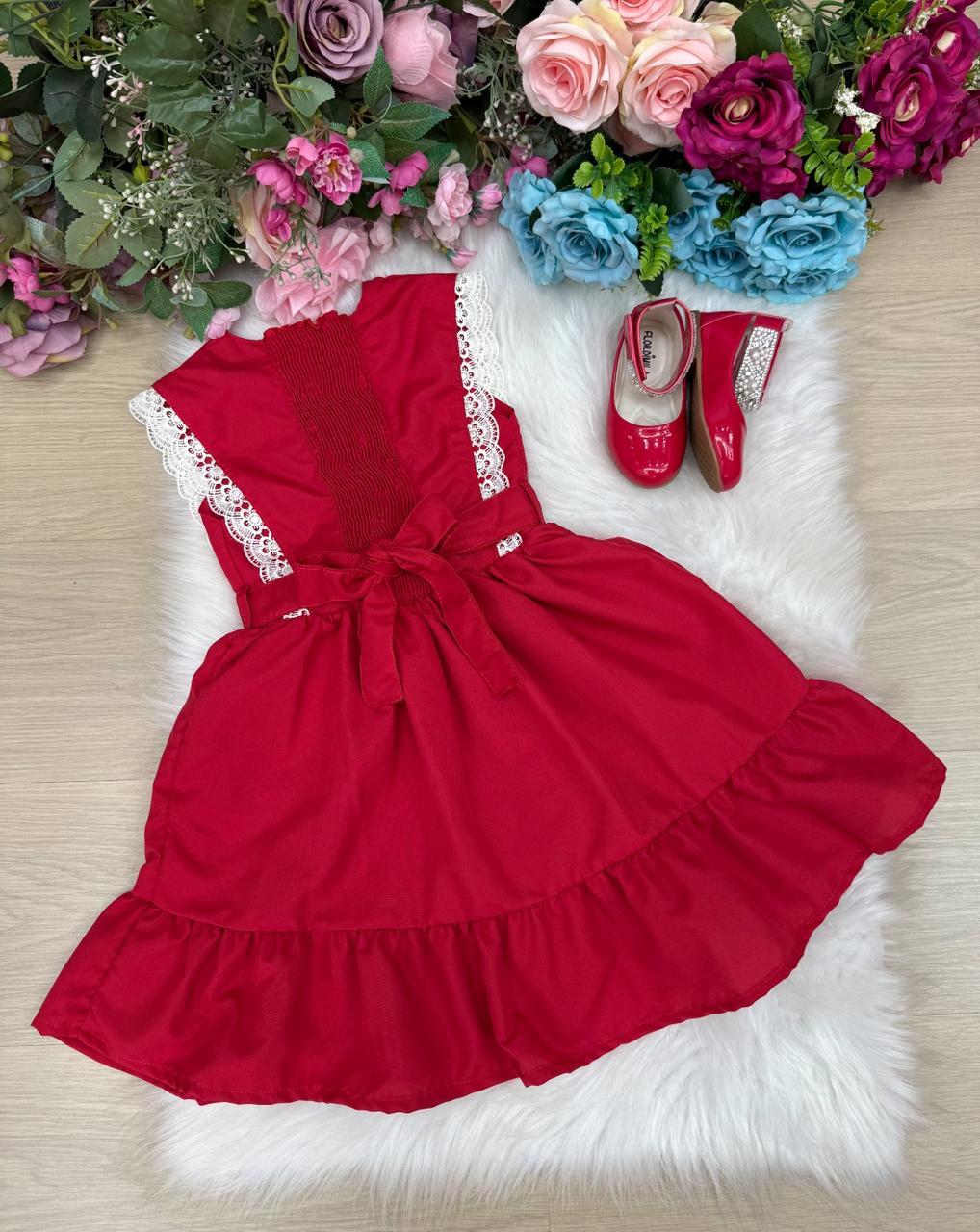Vestido Blogueirinha Valeria Vermelho - Leveza e Elegância para Meninas | Bebeloo Kids