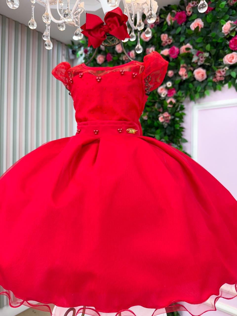 Vestido Mini Miss Isabela Vermelho - Leveza e Elegância para Meninas | Bebeloo Kids