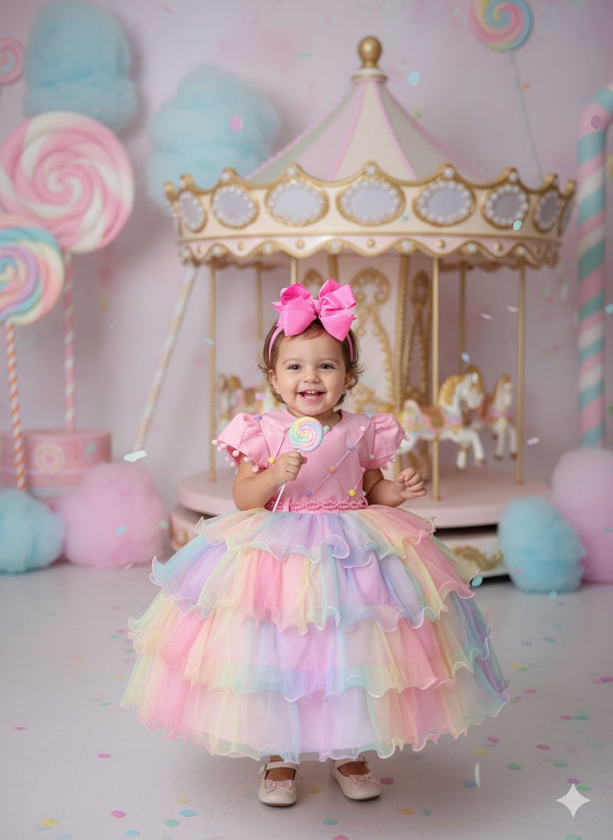 Vestido Menina Bonita Arco iris Aurora - Candy - Leveza e Elegância para Meninas | Bebeloo Kids