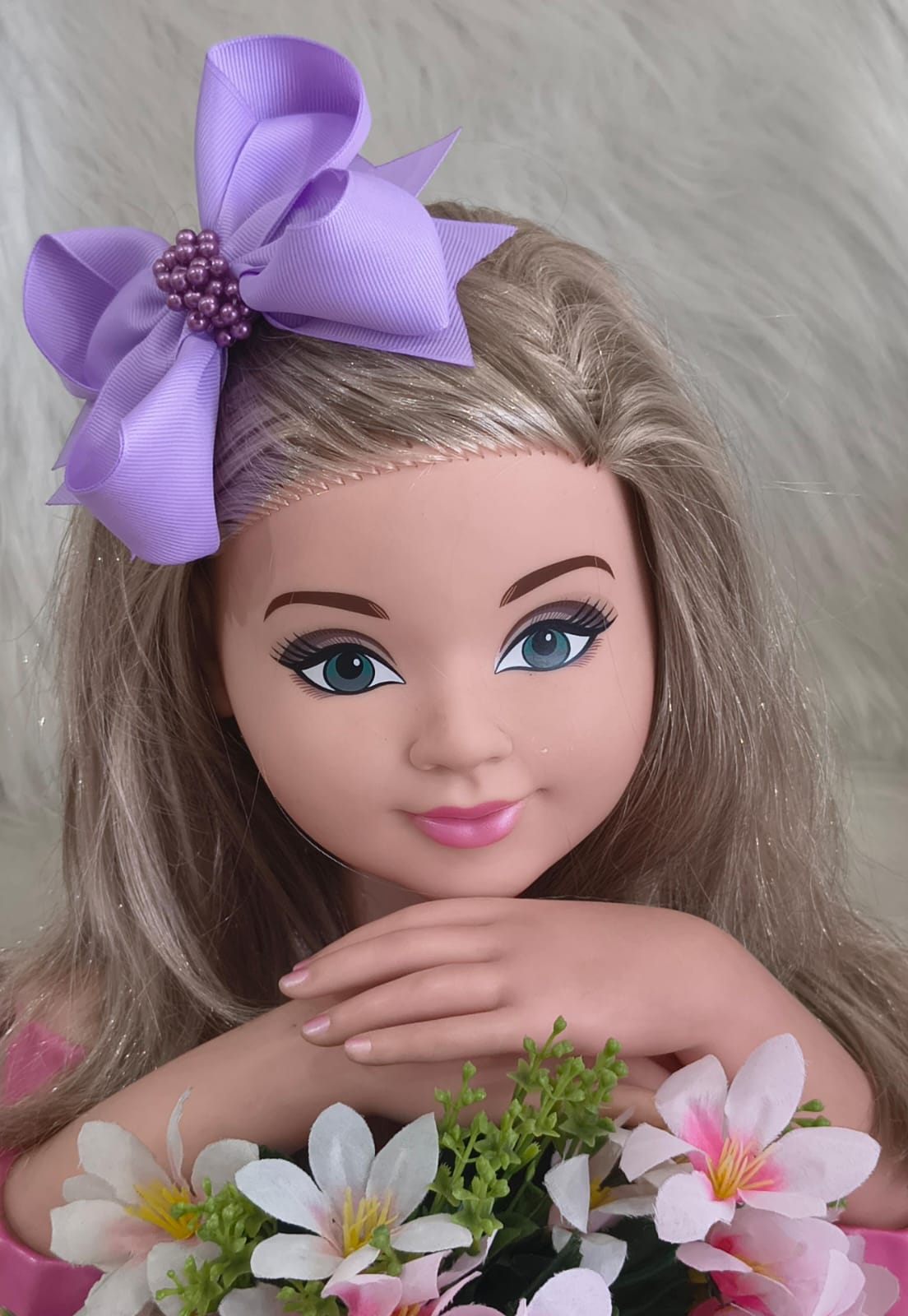 Laço Bico de Pato Lilas Miolo de Perolas - Toque Delicado para Completar o Visual | Bebeloo Kids