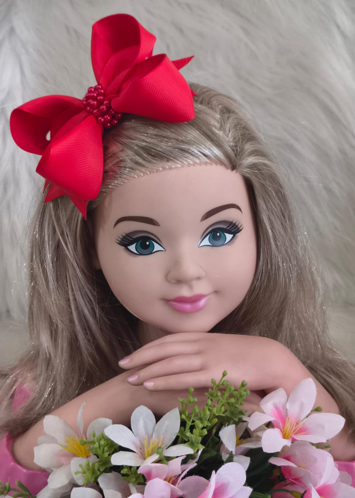 Laço Bico de Pato Vermelho Miolo de Perolas - Toque Delicado para Completar o Visual | Bebeloo Kids