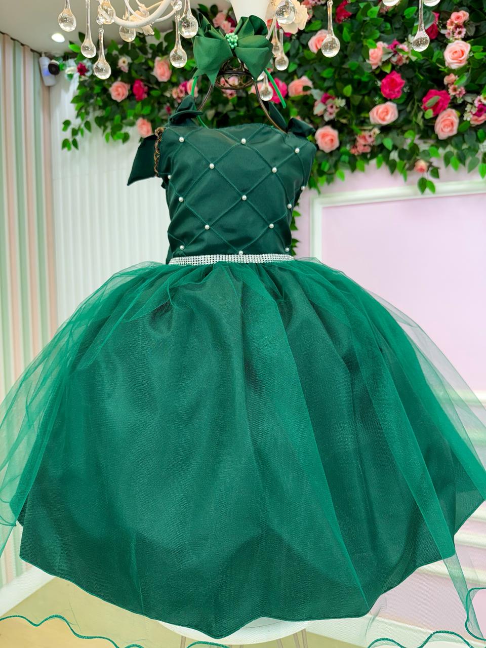 Vestido Marie Mariely Verde Esmeralda - Leveza e Elegância para Meninas | Bebeloo Kids