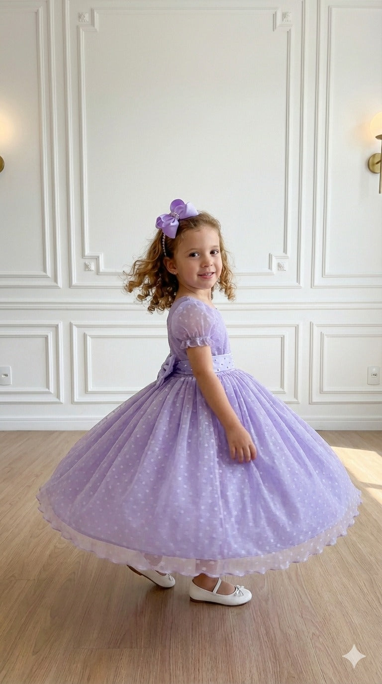 Vestido Marie Lilás Bolinhas - Leveza e Elegância para Meninas | Bebeloo Kids