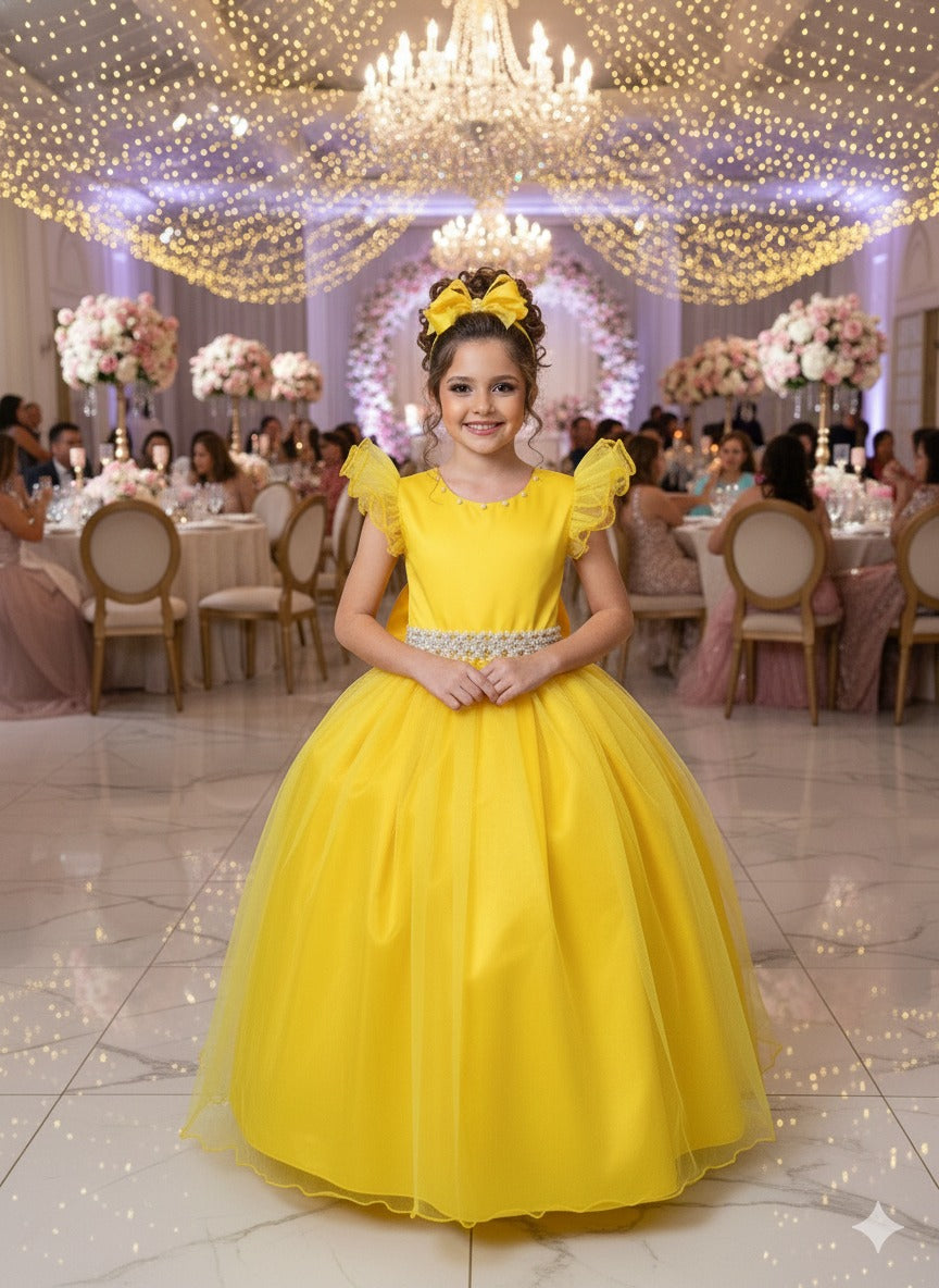 Vestido Marie Longo Amanda Amarelo - Leveza e Elegância para Meninas | Bebeloo Kids