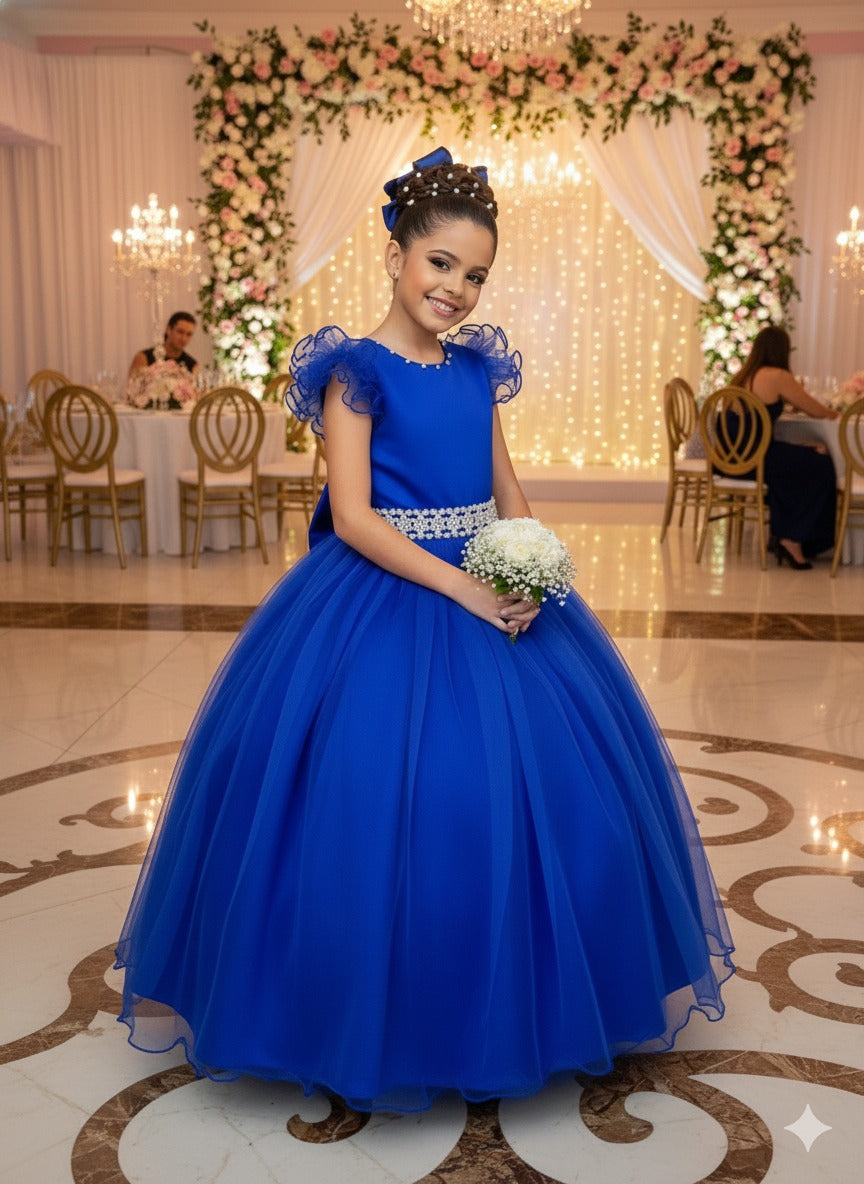 Vestido Marie Longo Amanda Azul Royal - Leveza e Elegância para Meninas | Bebeloo Kids