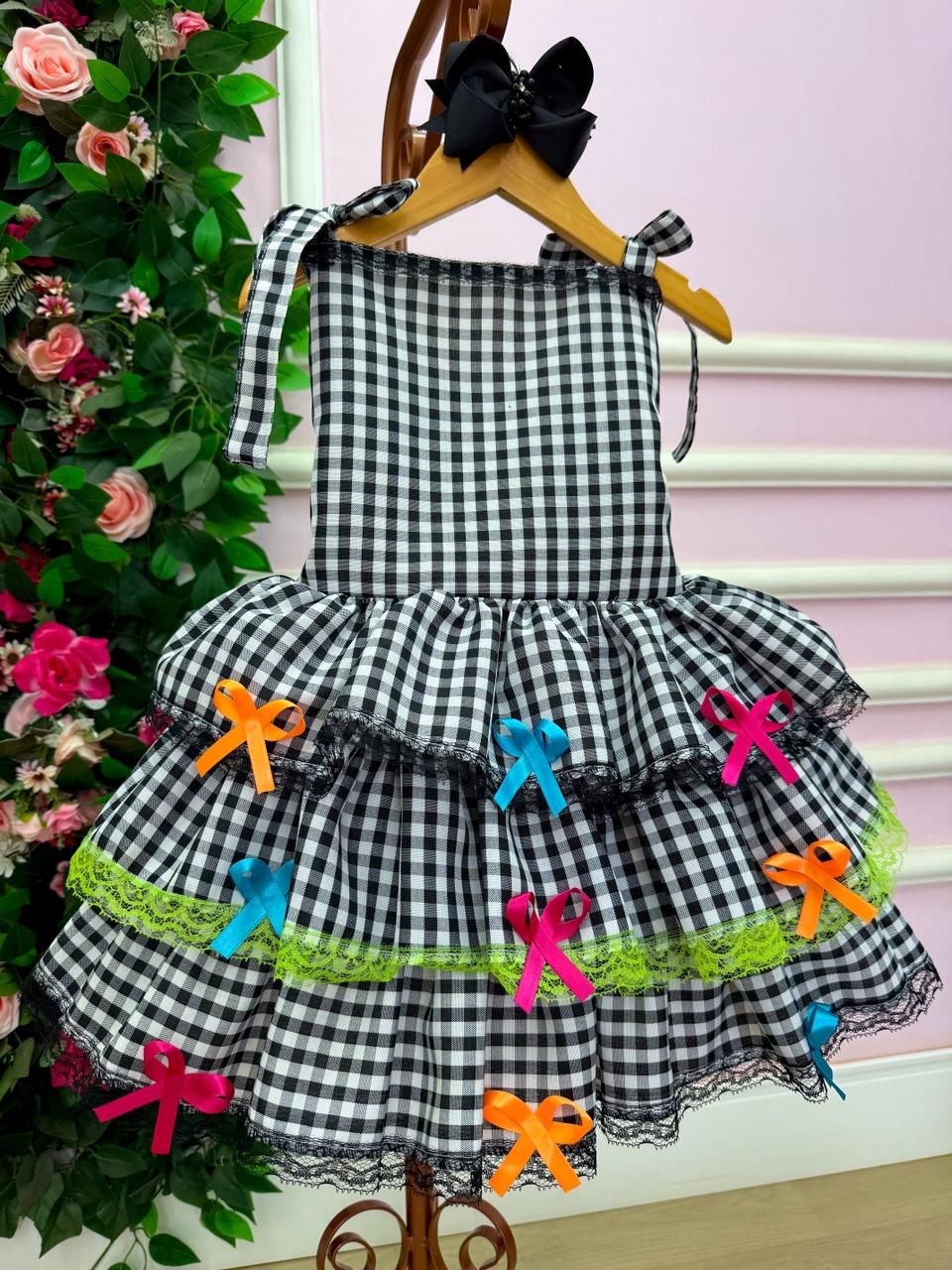 Vestido Banana Club Luxo Arraia do Chamego Preto - Leveza e Elegância para Meninas | Bebeloo Kids