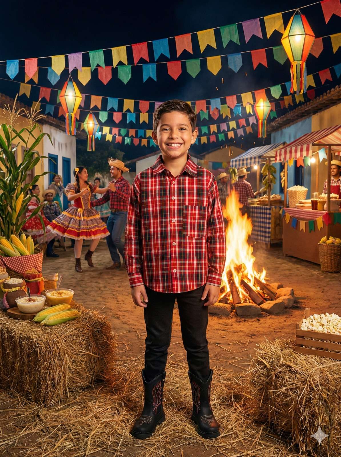 Camisa Xadrez Junina Jeremias Vermelha - Elegância e Conforto para os Pequenos | Bebeloo Kids