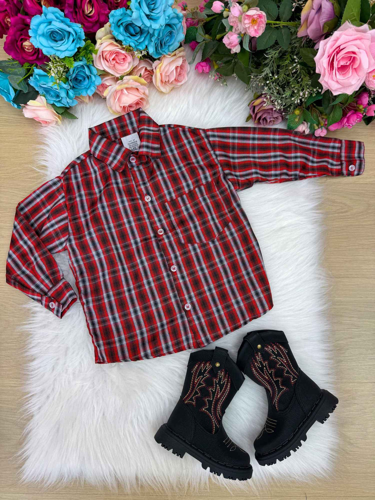 Camisa Xadrez Junina Estevão Vermelha - Elegância e Conforto para os Pequenos | Bebeloo Kids