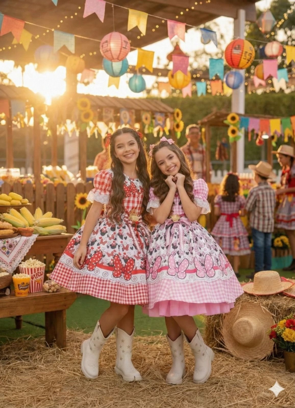 Vestido Junino Tematico Luxo Minnie + Saiote - Leveza e Elegância para Meninas | Bebeloo Kids