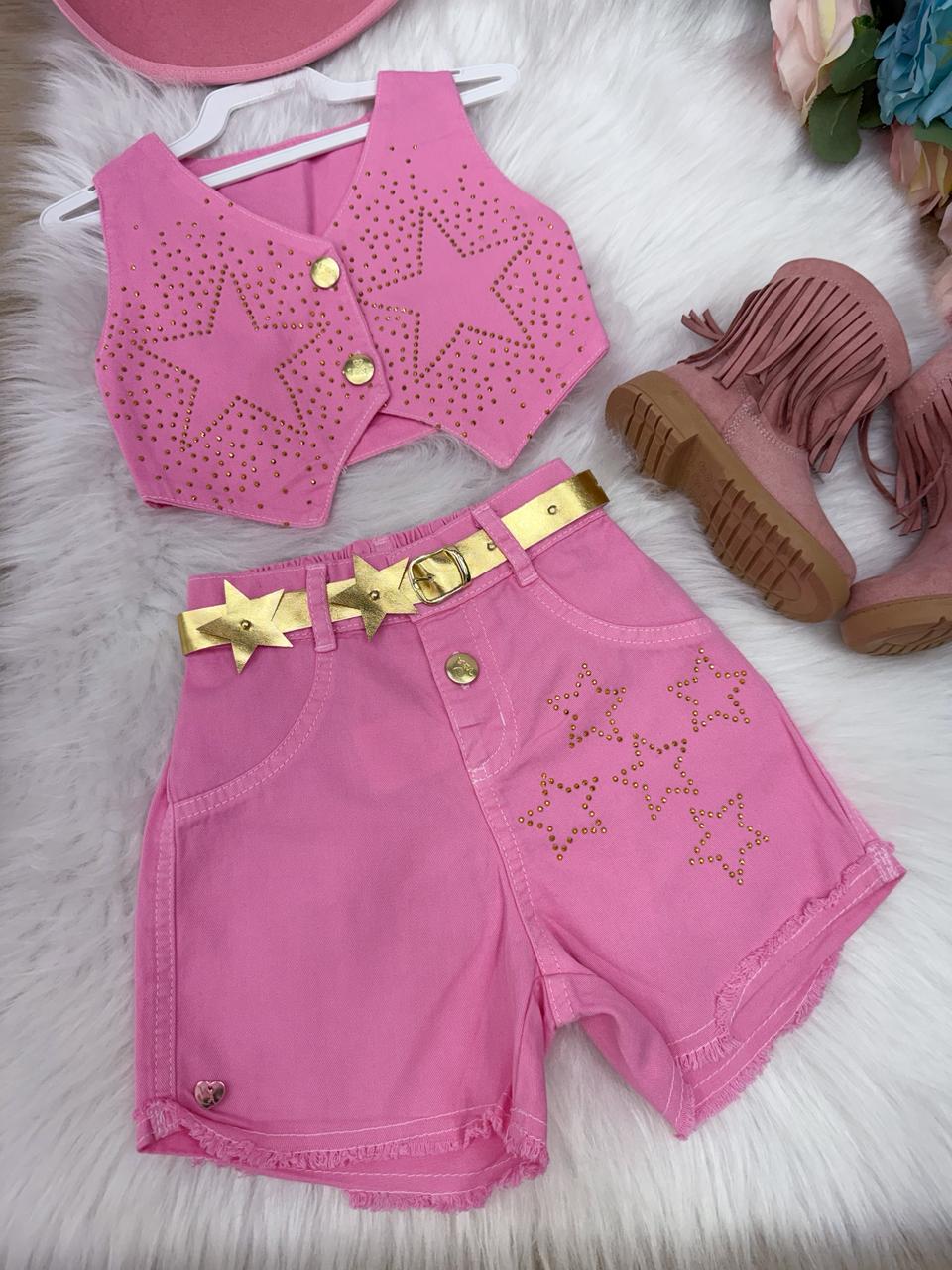 Conjunto Blogueirinha Boiadeira Estrelada - Estilo Delicado para o Dia a Dia | Bebeloo Kids